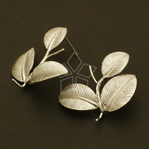 SIL374-나뭇잎 침귀걸이 은침/무광백금(1조)