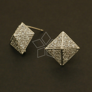 SIL128-피라미드 침귀걸이 은침/백금도금(1조)
