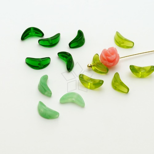 AR285-아크릴 비즈 꽃받침 꽃대 꽃잎 나뭇잎 비즈 9mm 작은사이즈 색상선택(2개)